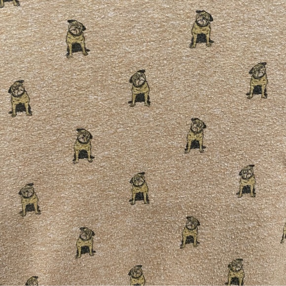 Creative Destruction Allover Pug Print T-Shirt Unisex Brown Pocket Medium - Picture 2 of 7